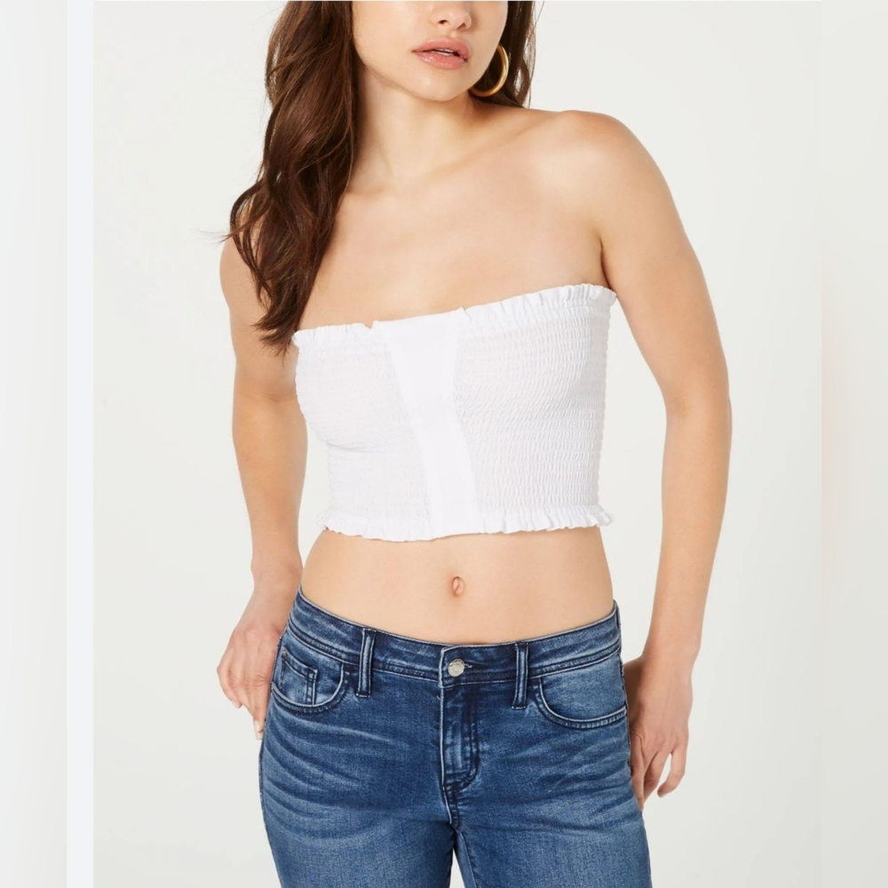 GUESS  Boho White Chica Smocked Tube Top - New Size XL